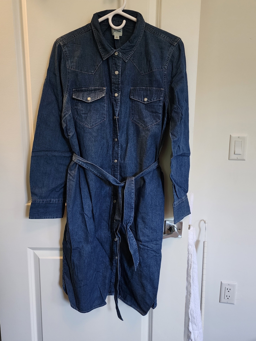 NWT J. Crew Dark Denim Long Sleeve Shirt Dress